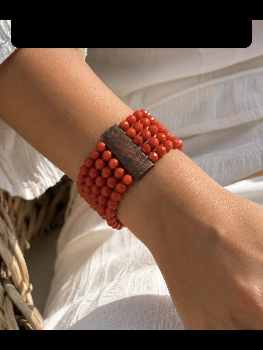 Red Stretchy Cuff Style Bracelet